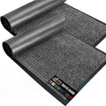 GORILLA GRIP Waterproof Traffic Guard Door Mat, 2 Pack Heavy Duty Entryway Mats, Strong Rubber Back Commercial Rugs for Office Hallway, Garage Floor and Home, Low Profile Carpet, 29x17, Light Gray