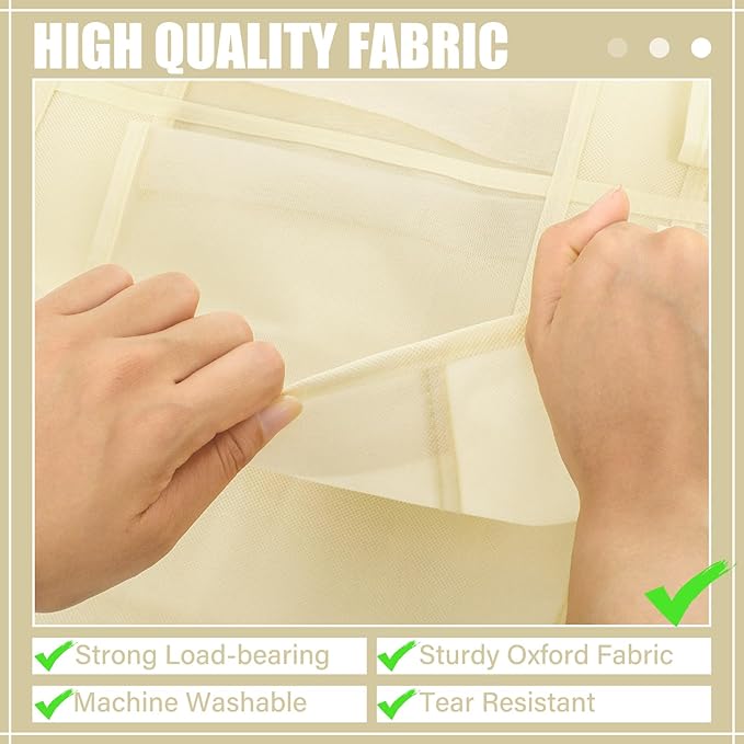 Windyun 40 Over the Door Shoe Organizer Large Breathable Mesh Pockets Hanging Shoe Rack for Closet Beige Behind Door Hanger Storage Holder Nonslip Hooks for Women Men Entryway Bedroom Utility Room