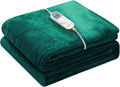 Wapaneus Foot Pocket Heated Blanket Electric Throw with 10 Heating Levels and 4 Timer Settings 4 Hours Auto Shut Off, Flannel Fast-Heating Heated Throw 50" x 60", Machine Washable, Vintage Green