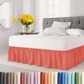 Wrap Around Dust Ruffle Bed Skirt - Coral - for Full Size Beds with 15 Inch Drop - Easy Fit Elastic Strap - Adjustable Pleated Bedskirt w/Brushed Fabric - Wrinkle Free - for Women, Men, Kids & Teens