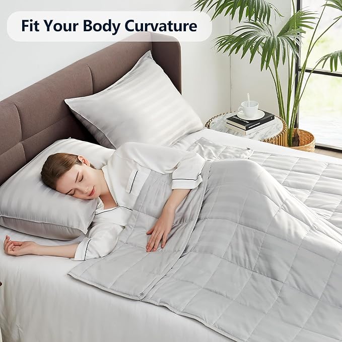 Weighted Blanket Queen Size (60"x80" 15lbs),Ultra Soft and Cozy Cooling Weighted Blanket Queen Size for Adult,Heavy Blanket with Machine Washable Soft Blanket, Light Grey