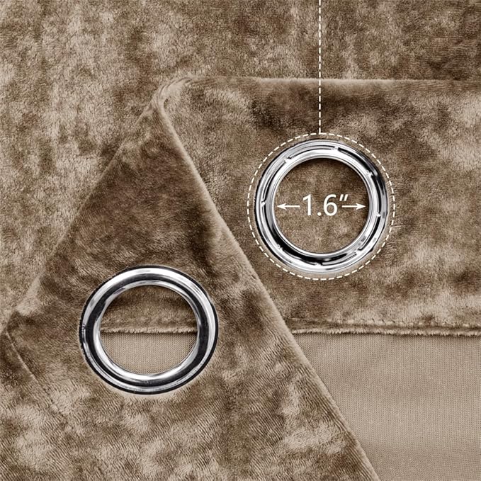 SMILETIME Amber Beige Crushed Velvet Curtains 52x90 inch Luxurious Thermal Insulated Soundproof Drapes for Living Room Bedroom Office Soft and Durable Light-Filtering Window Treatments, 2 Panels