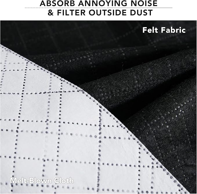 RYB HOME Soundproof & Dust Particle Filtering Curtains Blackout Window Treatment for Bedroom Living Room Divider Nursery Daytime Sleeping Patio Door, Silver Grey, W52 x L 108 inch, 2 Panels