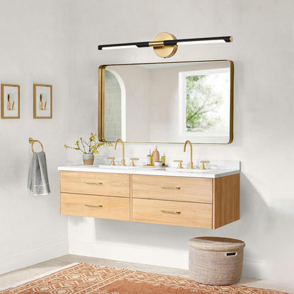 BONLICHT Bathroom Light Fixtures Over Mirror 24 Inch, 12W 350°Rotatable Dimmable 2700-5500K LED Wall Vanity Light Bar Black and Brushed Brass Modern Bathroom Vanity Lights picture and display lighting