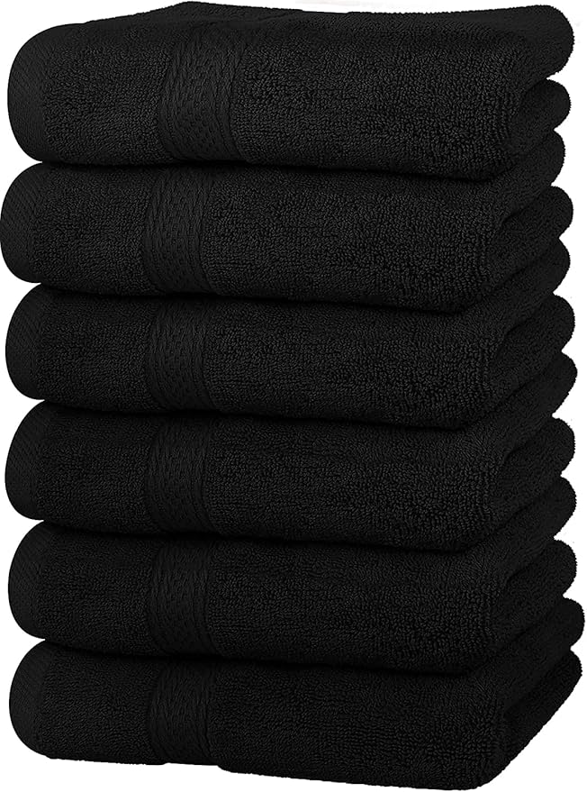 Utopia Towels 72 Pack Premium Hand Towels Set, (16 x 28 inches) 100% Ring Spun Cotton, Ultra Soft and Highly Absorbent 600GSM Towels for Bathroom, Gym, Shower, Hotel, and Spa (Black)