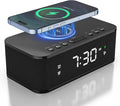Digital Alarm Clock White Noise, Loud Digital Alarm Clocks Bedrooms, Alarm Clock Speaker Wireless Charger AUX USB Bluetooth Speaker 12/24H Dual Alarm Snooze Adjustable Brightness, Black