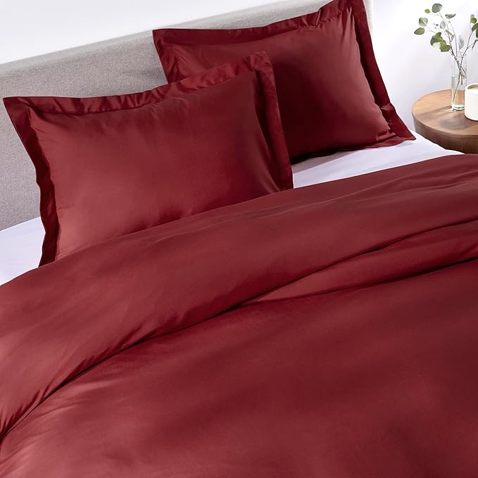 PeachSkinSheets 1500tc Level of Softness Soft Cooling Duvet Cover Set | Queen/Full Size - Deep Crimson Red