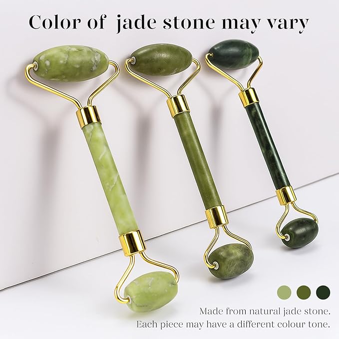 BAIMEI IcyMe Gua Sha & Jade Roller Facial Tools Face Roller and Gua Sha Set for Puffiness and Redness Reducing Skin Care Routine, Self Care Gift for Men Women - Green