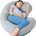 QUEEN ROSE Pregnancy Pillows - E Shaped Pregnancy Pillows for Sleeping, with Pregnancy Wedge Pillows for Belly Support, 60 inch Maternity Body Pillow, Breathable Jersey Cover,Grey