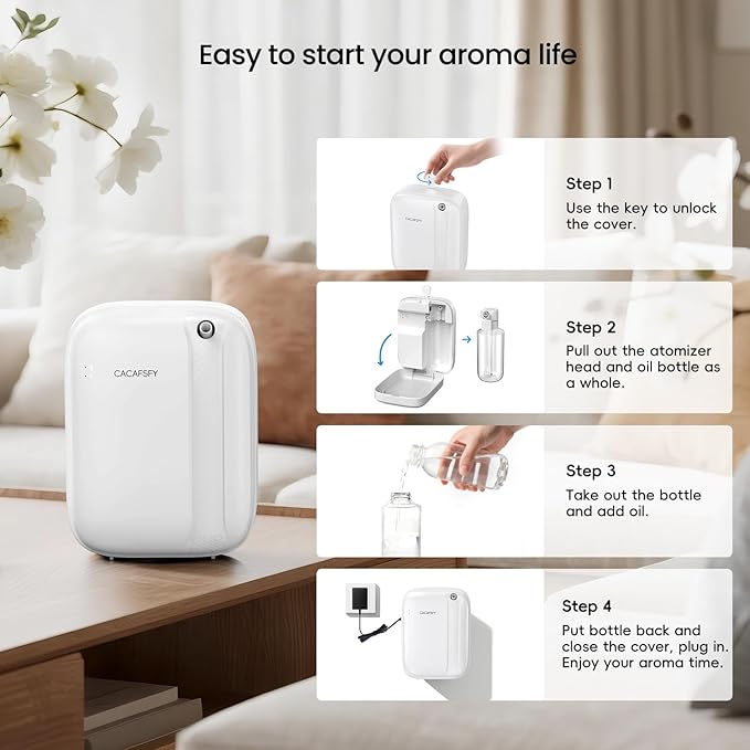 Waterless Essential Oil Diffuser,(2 * 50ml Fragrances Included) 3000 Sq.Ft Coverage 400ml Large Capacity Hotel Scent Diffuser,Cold Air Tech, App & Button Control,Scent Diffusers for Home Large Room