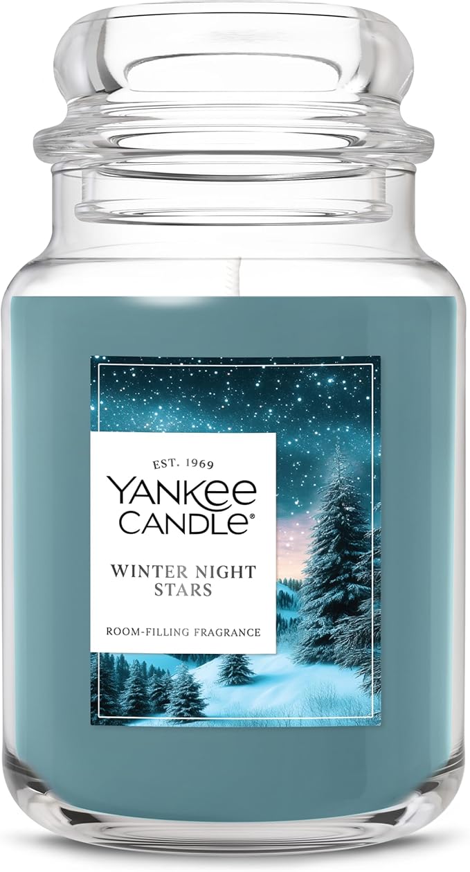 Yankee Candle Winter Night Stars Scented Candle, 22oz Large Jar with up to 150 Hour Burn Time, Giftable, Holidays