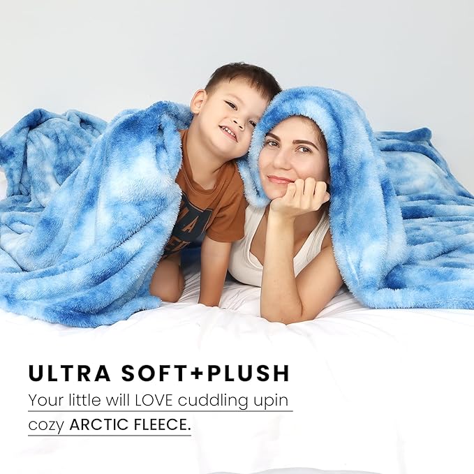Fleece Throw Blanket Cozy Soft Lightweight Throw Blankets Warm Plush Blue Fall Blankets and Throws Couch Sofa Bed Camping Travel Picnic Outdoor Blanket Bedding Kid Baby Boys Girls Adults