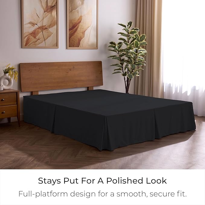 Mellanni Bed Skirt Twin XL Size - Bed Skirting - 15-Inch Tailored Drop Pleated Dust Ruffle - Hotel Luxury Bedding - Wrinkle, Fade, Stain Resistant - 1 Bedskirt (Twin XL, Black)