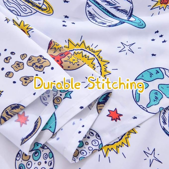 JSD Universe Planets Kids Sheet Set Full Size, 4 Piece Space Theme Microfiber Sheets Deep Pocket