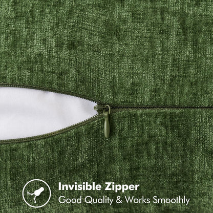 MIULEE Pack of 2 Christmas Pillow Covers 16x16 Inch Moss Green Farmhouse Decorative Throw Pillow Covers with Stitched Edge Soft Chenille Solid Dyed Couch Pillow Covers for Sofa Bed Living Room