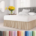 Wrap Around Dust Ruffle Bed Skirt - Cream - for Full Size Beds with 12 Inch Drop - Easy Fit Elastic Strap - Adjustable Pleated Bedskirt w/Brushed Fabric - Wrinkle Free - for Women, Men, Kids & Teens