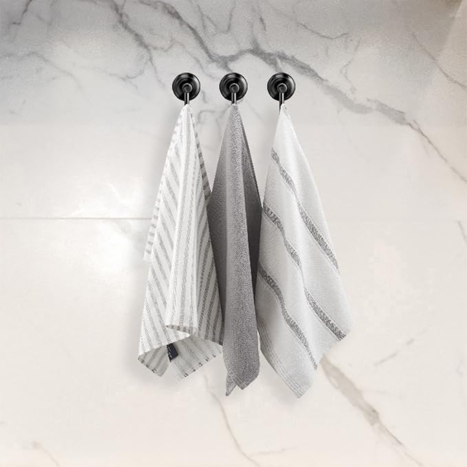 Nautica 100% Cotton Kitchen Towels | Super Absorbent Reusable Cleaning Cloths, Tea Towels, Hand Towels for Drying Dishes | Set of 3 | 18" X 28" | Grey Stripe/White