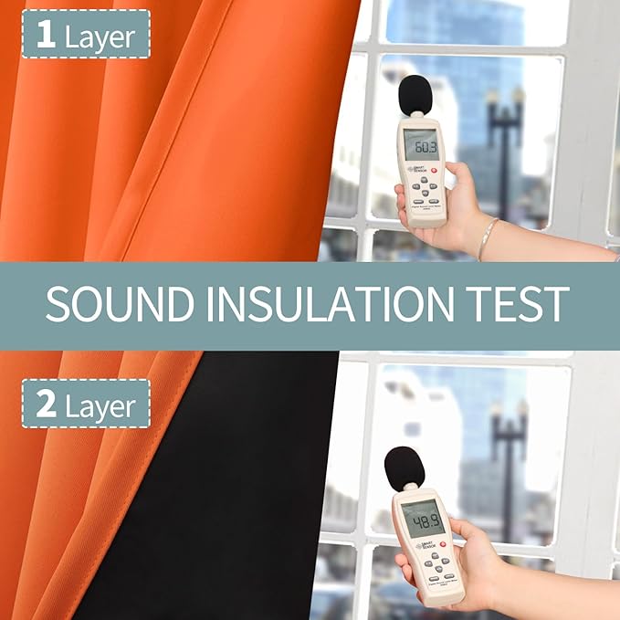 BGment Burnt Orange 100% Blackout Curtains for Bedroom, Fall Full Room Darkening Noise Reducing Living Room Curtains 72 Inch Length, Thermal Insulated Rod Pocket Window Drapes 2 Panels, 52 Inch Wide