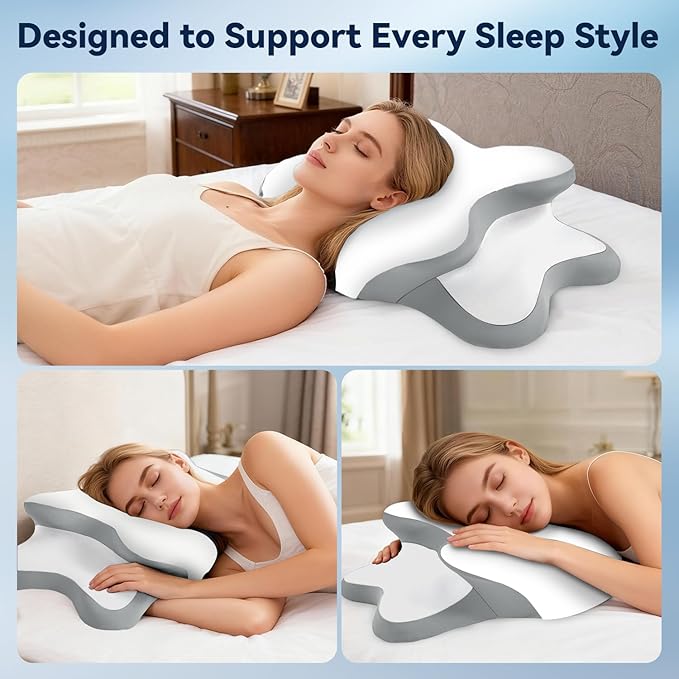 Cervical Pillow for Side Sleepers,Memory Foam Pillows for Neck and Shoulder Pain,Deep Sleep Pillows for Back Pain Sleeper, Dreamers Relief,Slumber,Stomach,Snoring Pillow (White, 25"Lx15"Wx5.8"H)