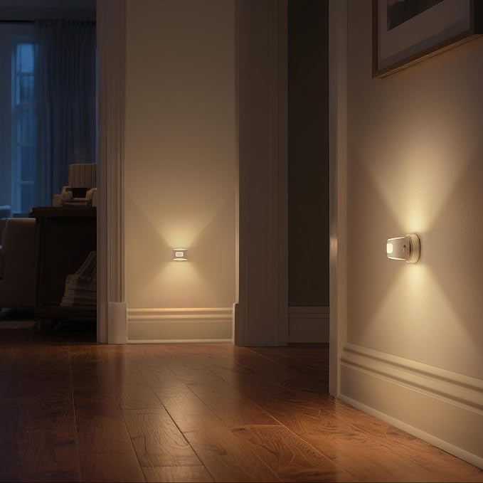 DORESshop Motion Sensor Night Light Indoor, Rechargeable Night Lights, Magnetic Stick-On Stair Lights 3000K Warm White, Battery Operated Lights for Hallway,Kitchen,Closet,Bedroom