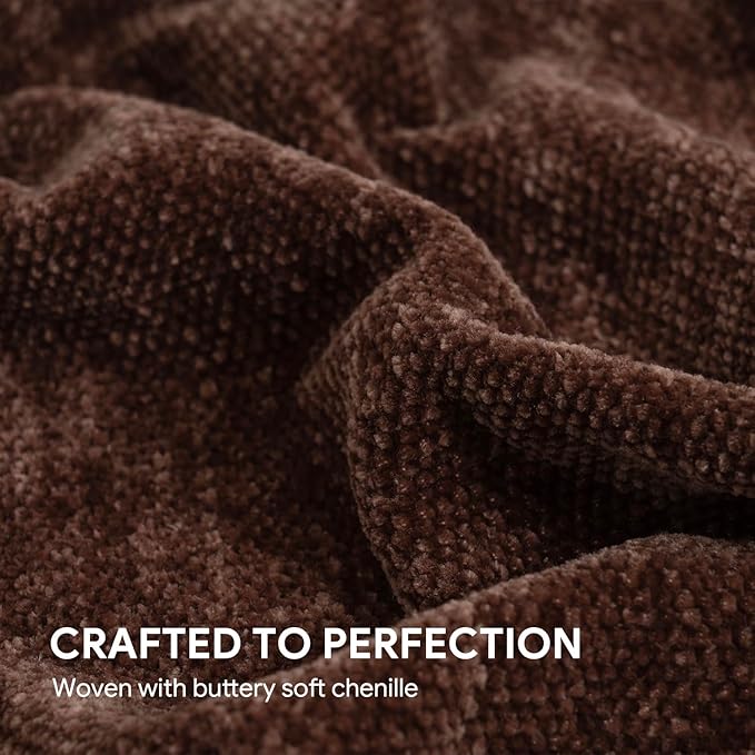 RECYCO Throw Blanket Soft Cozy Chenille Throw Blanket with Fringe Tassel for Couch Sofa Chair Bed Living Room Gift(Brown, 50'' x 60'')