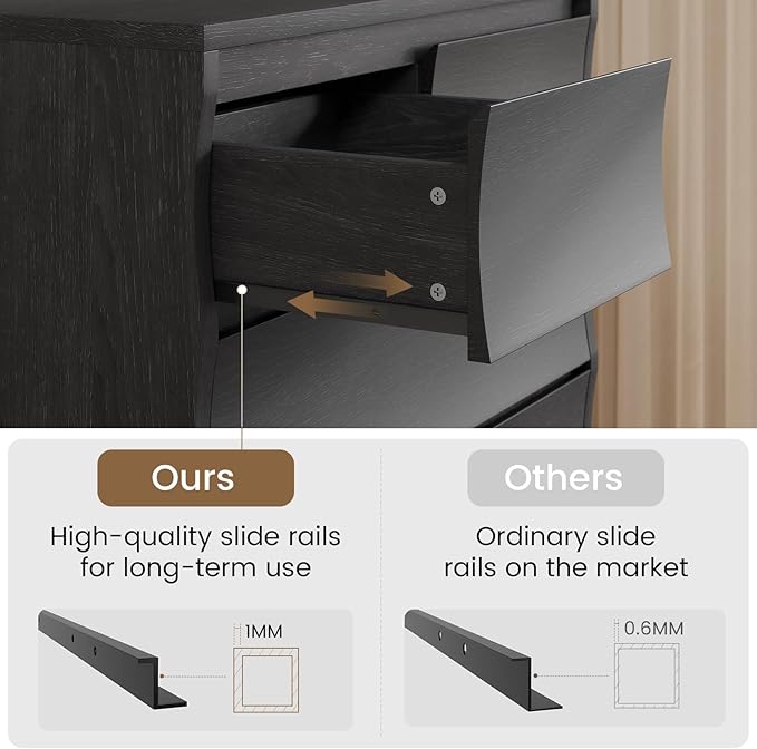 Black Tall Dresser for Bedroom, 61.1" Tall Dresser with 8 Drawers, Wood Dressers & Chests of Drawers, Accent Upright Drawer Organizers for Closet, Hallway