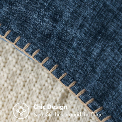 MIULEE Pack of 2 Couch Throw Pillow Covers 16x16 Inch Navy Blue Farmhouse Decorative Pillow Covers with Stitched Edge Soft Chenille Solid Dyed Spring Pillow Covers for Sofa Bed Living Room