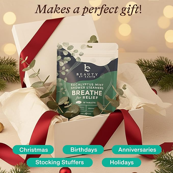 Shower Steamers Aromatherapy - USA Made with Natural Ingredients & Eucalyptus Essential Oil, Christmas Stocking Stuffers for Men & Women, Large Shower Bombs, White Elephant Relaxation Spa Gifts