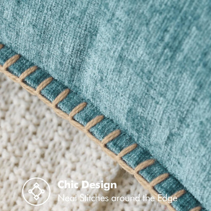 MIULEE Pack of 2 Couch Throw Pillow Covers 18x18 Inch Coastal Smoke Blue Farmhouse Decorative Pillow Covers with Stitched Edge Soft Chenille Solid Dyed Spring Pillow Covers for Sofa Bed Living Room