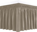 Biscaynebay Wrap Around Bed Skirts for King & Cal King Beds 18" Drop, Taupe Adjustable Elastic Dust Ruffles Easy Fit Wrinkle Resistant Silky Luxurious Fabric Machine Washable