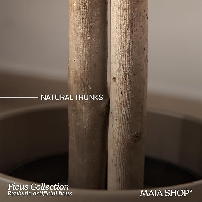 Maia Shop 71in Artificial Ficus Tree Plant for House, Apartment or Office – Realistic Fake Indoor Plants for Living Room, Kitchen, Bedroom, Entryway or Bathroom – Faux Greenery for Home Décor