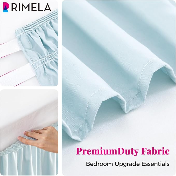 RIMELA Grayish Blue Bed Skirt King Size 18 Inch Drop, Wrap Around Elastic Bedskirt, Dust Ruffle for Adjustable Bed Base Machine Washable Easy to Install Bed Skirts