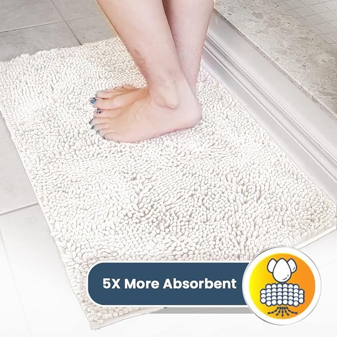 Muddy Mat® Shown on TV – Super Absorbent Microfiber Dog Door Mat for Muddy Paws, Non-Slip Washable Pet Rug, Quick Dry Chenille Entryway Carpet, Machine Washable Indoor Outdoor Doormat, White 59"x35"