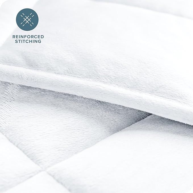Bare Home Weighted Blanket Twin or Full Size 10lb (40" x 60") - Minky Fleece - Premium Heavy Blanket Nontoxic Glass Beads (White, 40"x60")