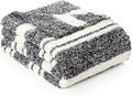 Snuggle Sac Black White Stripe Twin Size Reversible Super Soft Bedding Blanket, 60x80 inches