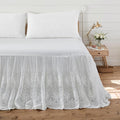 Brandream Luxury White Lace Bed Skirt King Size 18 Inch Drop Split Corners Romantic Bed Cover Dust Ruffle Bed Skirts