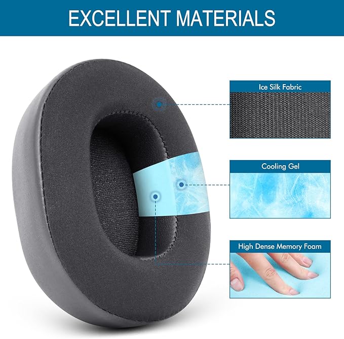 GEVO Ear Pads Replacement for Skullcandy Hesh 3 Hesh EVO Hesh ANC Headphone, Earpads Cushions for Crusher Wireless Crusher Evo Crusher ANC Headset with Protein Leather Memory Foam (Cooling-Gel)