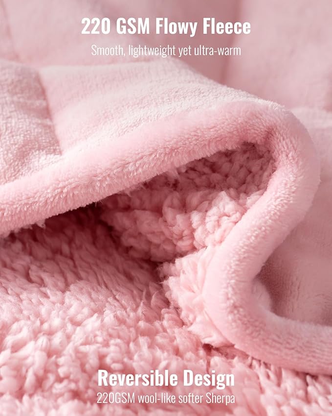 Uttermara Weighted Blanket Twin 15 Pounds, Adult Weighted Blanket for Sofa Bed, Thick Cozy Fluffy Warm Sherpa Bed Blanket with Soft Plush Flannel Fleece, Heavy Blanket Great for Sleep 48x72 inch Pink