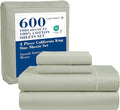 LANE LINEN Queen Sheet Set - 600 Thread Count Premium Soft Long Staple 100% Cotton Sheets, Hotel Luxury Sateen Silky Finish, Snug Fit 15" Deep Pocket, Low Pill, Machine Washable - Mineral