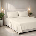 Mayfair Linen 100% Egyptian Cotton Queen Sheets Set - 2000 Series Luxury Sheets Queen Size Bed Set, Soft & Cooling, Sateen Weave 17" Extra Deep Pocket Hotel Collection Sheet (4 Pc, Ivory)