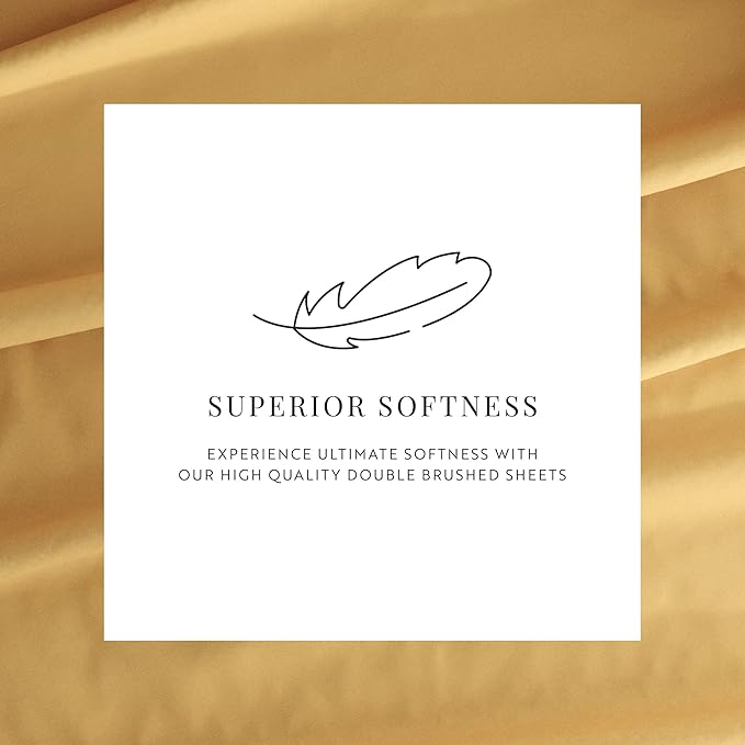 Linen Market Brushed Microfiber Full Sheet Set 4 Piece – Oeko-TEX Certified Ultra Soft & Wrinkle-Free - 16" Deep Pocket Sheets - Easy Care Full Size - Gold