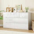 White Wood Dresser, 6 Drawer Dressers for Clothes Storage for Bedroom, Modern Dresser with Wide Drawers, Wide Wooden Chest Drawers for Living Room, Entryway, TV Stand