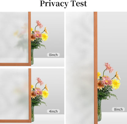 Niviy Frosted Glass Window Film Non-Adhesive Front Door Window Covering Static Cling Window Frosting Film for Shower Bathroom Garage Renter Property(11.8" x 118")