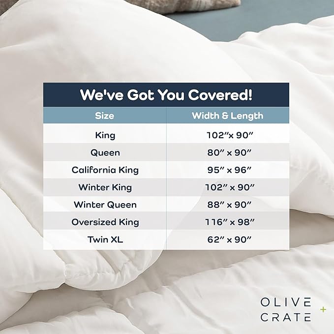 Olive + Crate 100% Cooling Bamboo Comforter from Viscose - California King Size - Hypoallergenic, Breathable & Moisture-Wicking Bedding - All Season Lightweight Plush Design - Organic Bamboo Comforter