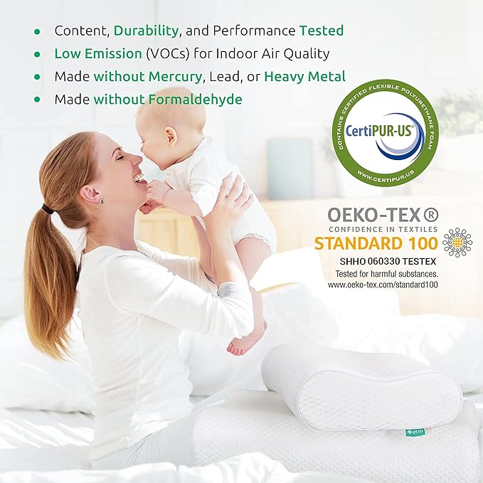 UTTU Cervical Pillow for Neck Strain Relief, Memory Foam Neck Pillow for Sleeping, Adjustable Orthopedic Sandwich Pillow, Contour Cooling for Side Back Stomach Sleeper, Medium(23.6"×14"×5.2"/4.5")