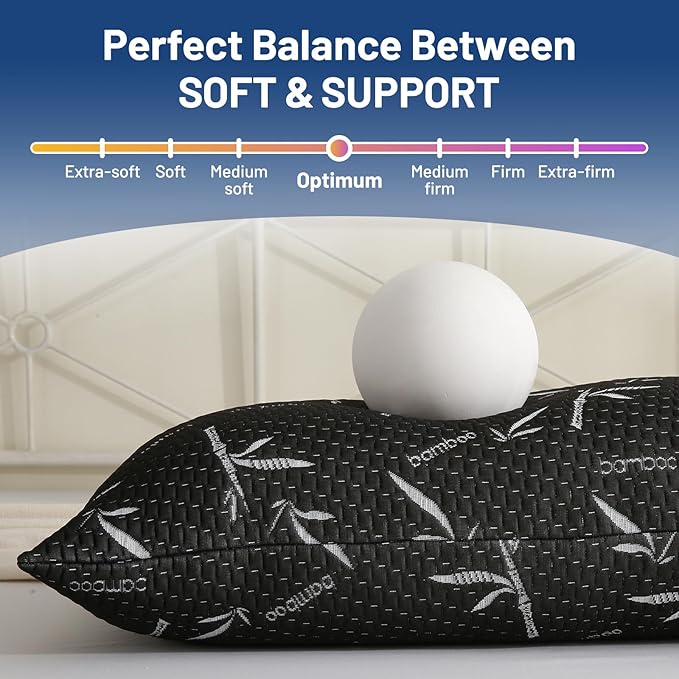 Full Body Pillow with Removable Pillowcase for Adults,（Memory Foam Filling）（Long Pillow for Side Sleepers） （Fluffy and Firm）（Adjustable Filling）（20×54 Inch，Black）
