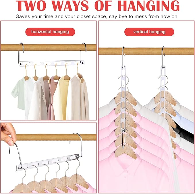 12 Pack Space Saving Hangers for Clothes, Collapsible Metal Hangers Organizer, Clothes Space Savers, Closet Organizers and Storage, Dorm Room Essentials