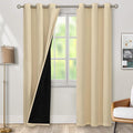 BGment Thermal Insulated 100% Blackout Curtains for Bedroom with Black Liner, Double Layer Full Room Darkening Noise Reducing Grommet Curtain (42 x 84 Inch, Natural, 2 Panels)