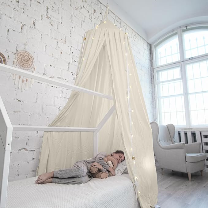 Bollepo Bed Canopy with Lights, Girls Room Canopy, Single to Queen Sizes, Fairy Lights Led