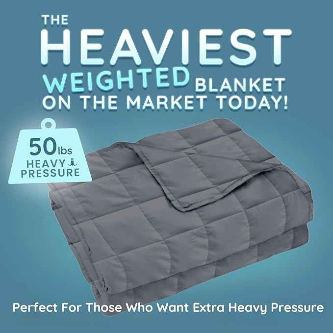HomeSmart Weighted Blanket King Size 50lbs, The Heaviest Weighted Blanket, Fits Standard and California King Beds, Grey, 104x92